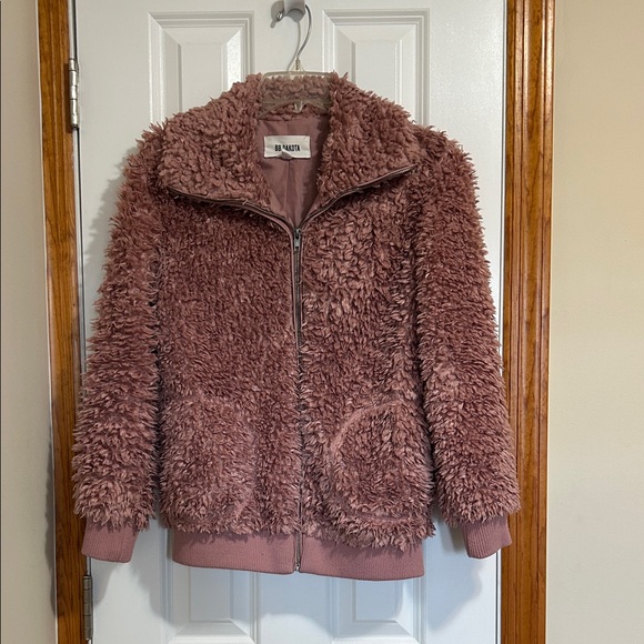 BB Dakota Jackets & Blazers - BB Dakota Faux Fur Teddy Jacket – Mauve Pink – Size Small